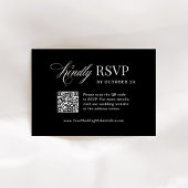 Classic Luxe | Zwart scanbare QR-code bruiloft RSVP Kaartje