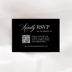 Classic Luxe Zwart scanbare QR-code bruiloft RSVP Kaartje