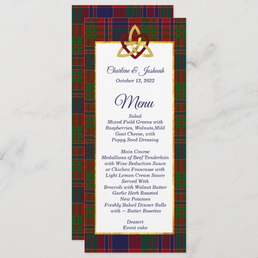 Classic MacDonald Tartan Menu Mariage Invitation (Devant / Derrière)