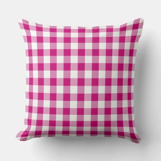 Classic Magenta Gingham Pattern Sierkussen (Voorkant)