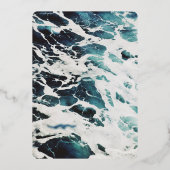 Classic marine bleu côtier Mariage Foil Invitation (Verso)