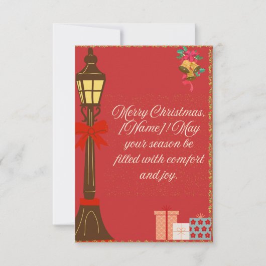 Classic Maroon Christmas Card – Cream Script Holid (Voorkant)