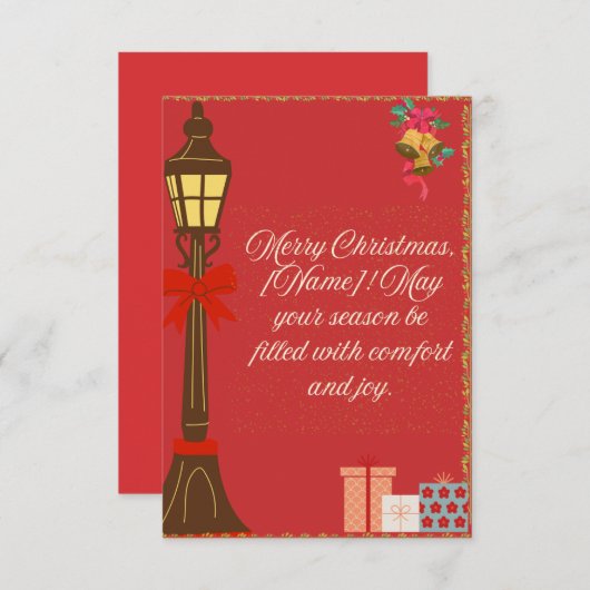 Classic Maroon Christmas Card – Cream Script Holid (Voorkant / Achterkant)