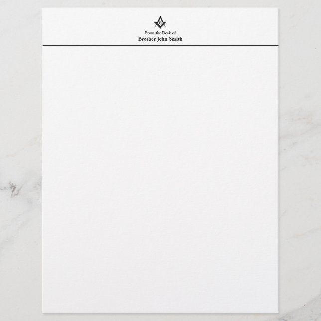 Classic Masonic Personal Letterhead Briefhoofd (Voorkant)