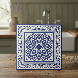 Classic Mediterranean Pattern Pat#18 Navy ID1195 Tegeltje