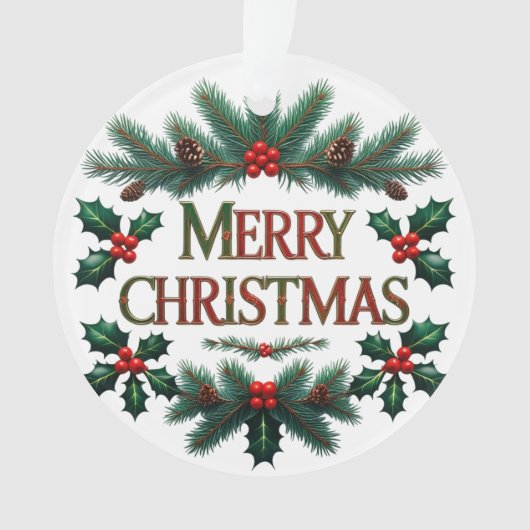 Classic Merry Christmas Acrylic Circle Ornament (voorkant)