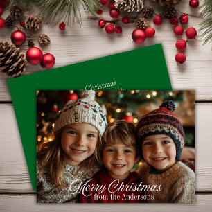 Classic Merry Christmas Custom Family Foto Feestdagenkaart