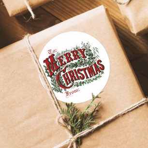 Classic Merry Christmas Gift Label Stickers