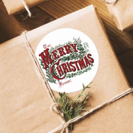 Classic Merry Christmas Gift Label Stickers