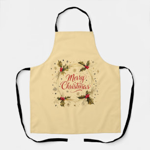 Classic Merry Christmas Kaart met Holly Design Schort