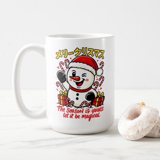 Classic Merry Christmas Snowman Mug Elegant Festiv (Avec donut)