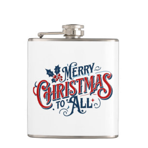 Classic Merry Christmas to All - Feestelijke feest Heupfles