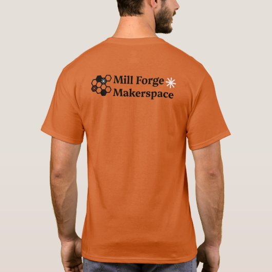 Classic Mill Forge Makerspace Sinaasappel T-shirt (Achterkant)