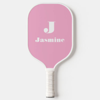 Classic Minimal Chic Schattige Roze Naam Initiaal Pickleball Paddle