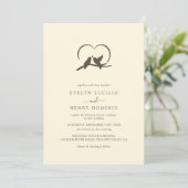 Classic Minimal Lovely birds Romantic Wedding Kaart (Staand voorkant)