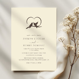 Classic Minimal Lovely birds Romantic Wedding Kaart