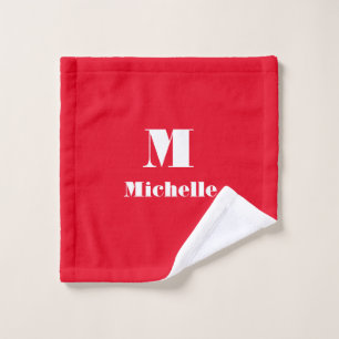 Classic Minimal Modern Name Initiaal Letter Rood Washandje