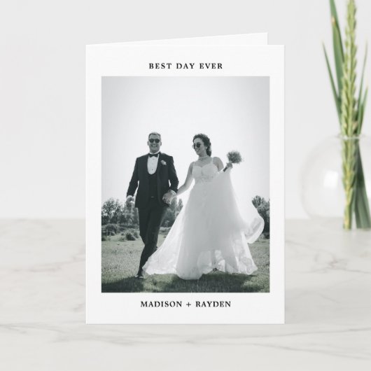 Classic Minimal Photo Wedding Folded Bedankkaart (Voorkant)