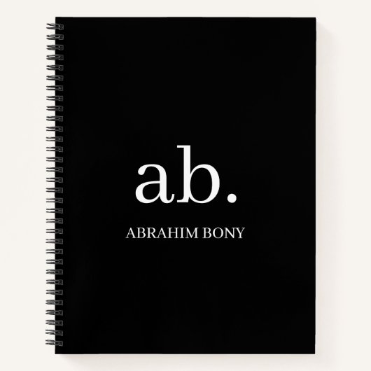 Classic Minimalist Black & White Monogram Notitieboek (Voorkant)
