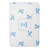 Classic Minimalist Blue Tile Leaf Ornaments Badmat (Voorkant Verticaal)