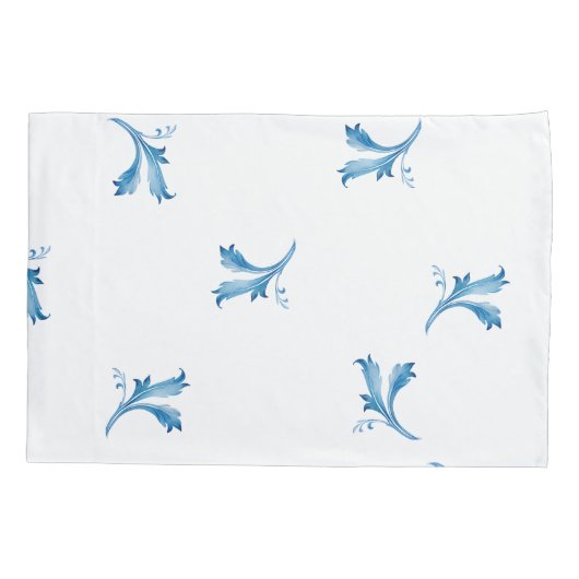 Classic Minimalist Blue Tile Leaf Ornaments Kussensloop (Achterkant-Links)