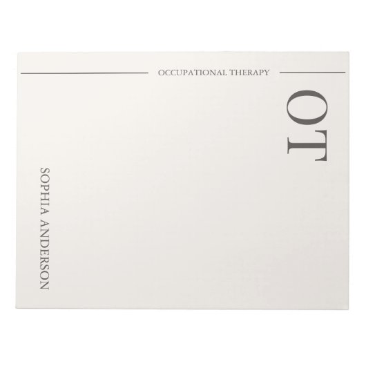 Classic Minimalist Custom OT Occupational Therapy Notitieblok (Voorkant)