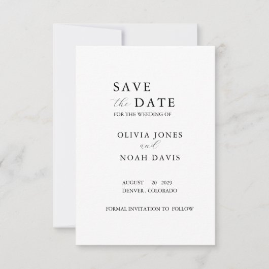 CLASSIC MINIMALIST ELEGANT SAVE THE DATE (Devant)