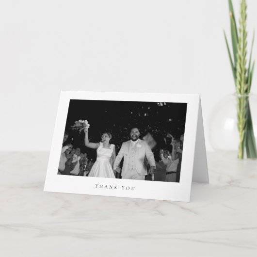 Classic Minimalist Wedding Photo Folded  Bedankkaart (Voorkant)