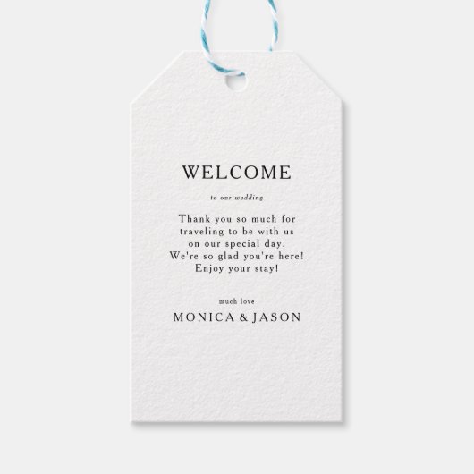 Classic minimalistische bruiloft welkomstgeschenk  cadeaulabel (Voorkant)