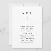 Classic Minimalistische Wedding Zitting Chart Kaar Kaart (Voorkant)