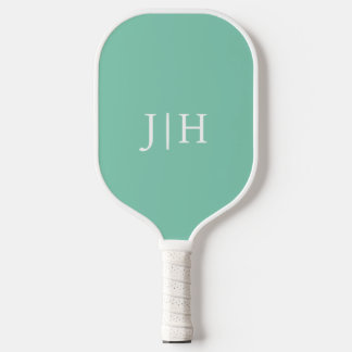 Classic Mint/Wit Eenvoudig Monogram Minimalistisch Pickleball Paddle