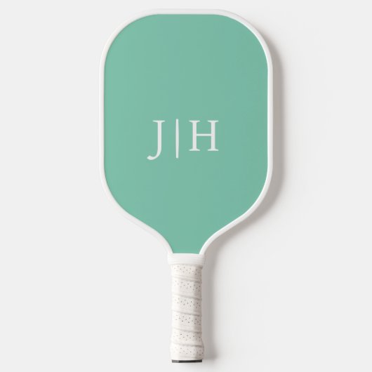 Classic Mint/Wit Eenvoudig Monogram Minimalistisch Pickleball Paddle (Voorkant)
