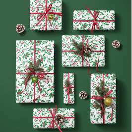 Classic Mistletoe- Holiday Wrapping Paper Sheets