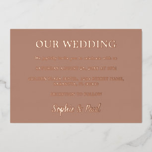 Classic Mocha Wedding Roos Gold Foil Invitation Folie Uitnodiging