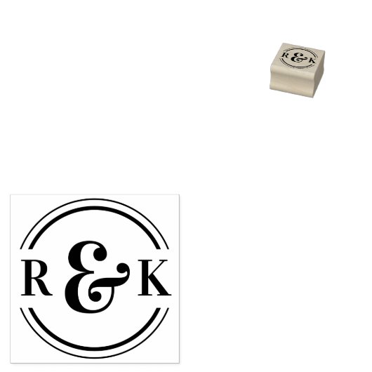 Classic Modern Ampersand Twee Monogram Initialen Rubberstempel (Gestempeld)