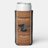 Classic Modern Brown Wood Grain Graducap (Seltzer Achterkant)