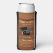 Classic Modern Brown Wood Grain Graducap (Seltzer Voorkant)