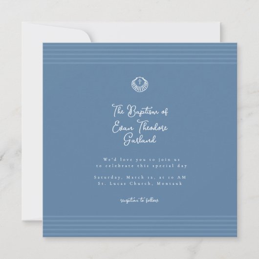 Classic modern deep blue baptism Invitation (Devant)