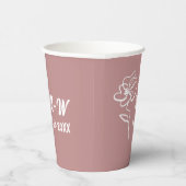 Classic & Modern Dusty Roos Roze Bloemen Schets Papieren Bekers (Rechts)