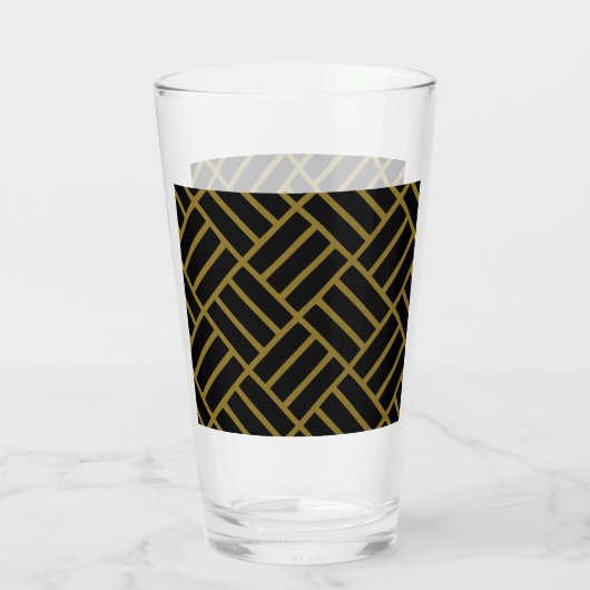Classic Modern Gold Black Pattern Tall Beer Drink Glas (Achterkant)