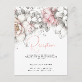 Classic Modern Ivory and Blush Floral Informatiekaartje