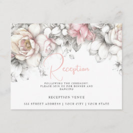 Classic Modern Ivory and Blush Floral Informatiekaartje