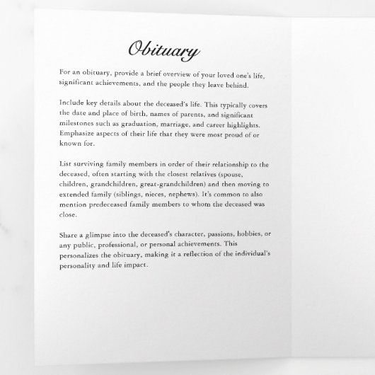 Classic Modern Script 2-Photo Funeral Drieluik Programma (Binnenzijde eerst)