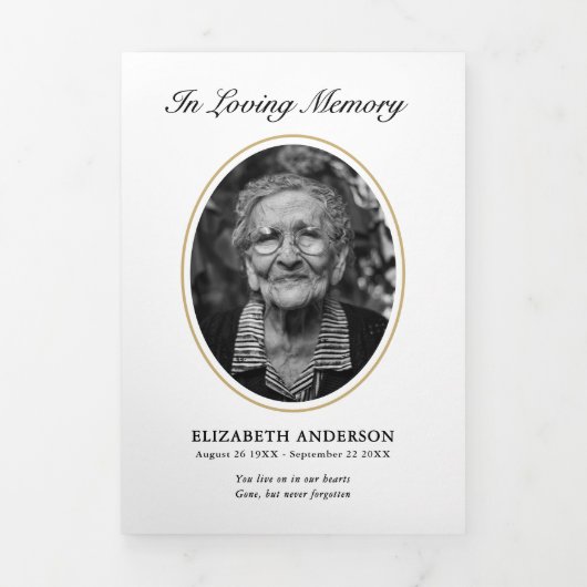 Classic Modern Script 2-Photo Funeral Drieluik Programma (Cover)