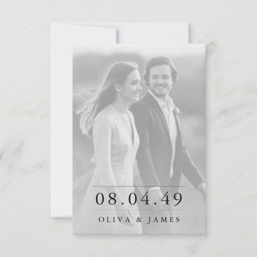 Classic Modern Script Photo Wedding Invitation (Devant)