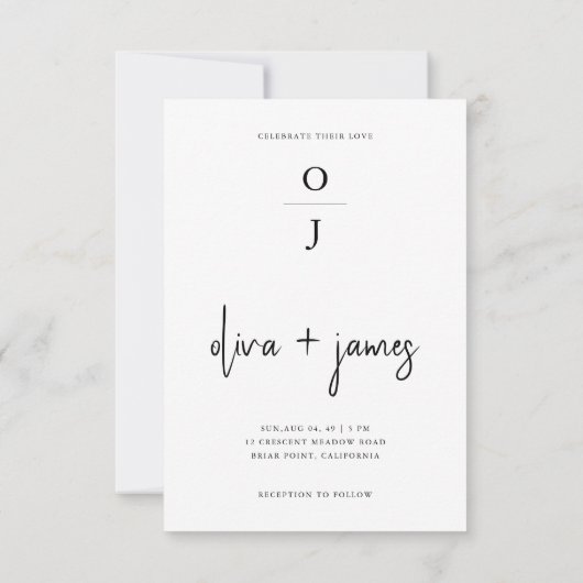 Classic Modern Script Photo Wedding Invitation (Dos)