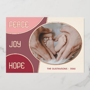 Classic Modern Seasons Greetings Roos Gold Folie Feestdagenkaart