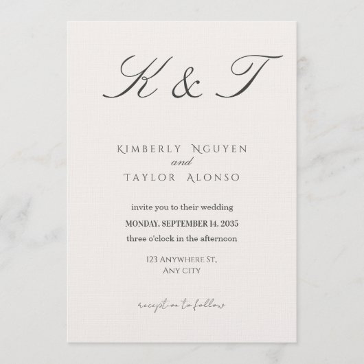 Classic Modern Wedding Invitation | Elegant Kaart (Voorkant)