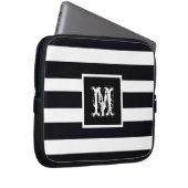 Classic Moderne Cool B & W van Chic Monogram Initi Laptop Sleeve (Voorkant Rechts)