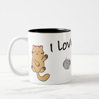 Classic Mok, 11 oz, met I LOVE KATZ Tweekleurige Koffiemok